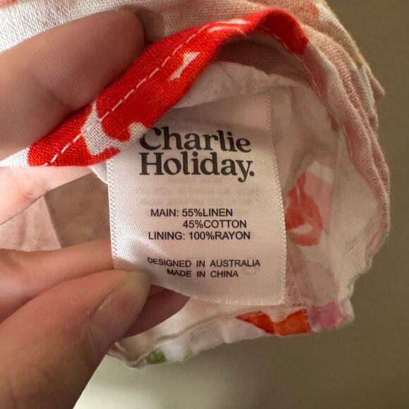 charlie holiday | floral off shoulder puff sleeve women's mini dress sz XS - Picture 8 of 9